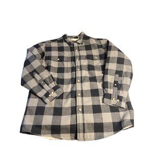 RedHead Sherpa-Lined Black & Gray Plaid Button-Up Flannel Shirt Jacket Mens XL